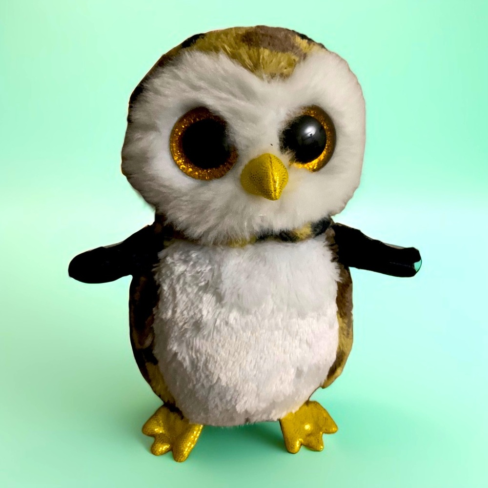 Ty Beanie Babies Owliver Owl Plush Stuffed Animal 2014 Glitter Eyes 5.5" NO TAG.